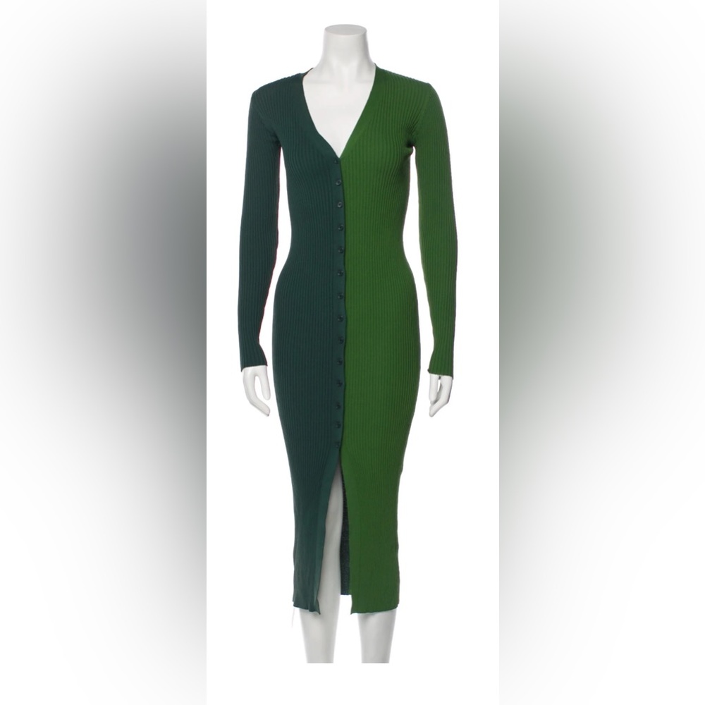 Staid Shoko Sweater Kelly Green and Navy Button Front NWOT
